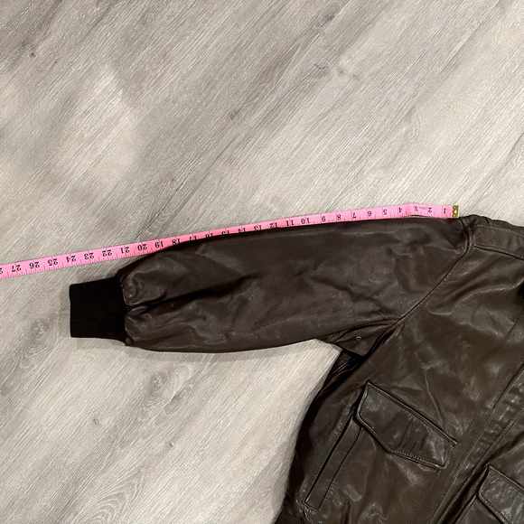 Armed Forces Brown AVIREXFLY Genuine Leather Bomber Pilot Jacket Mens L - Picture 8 of 11